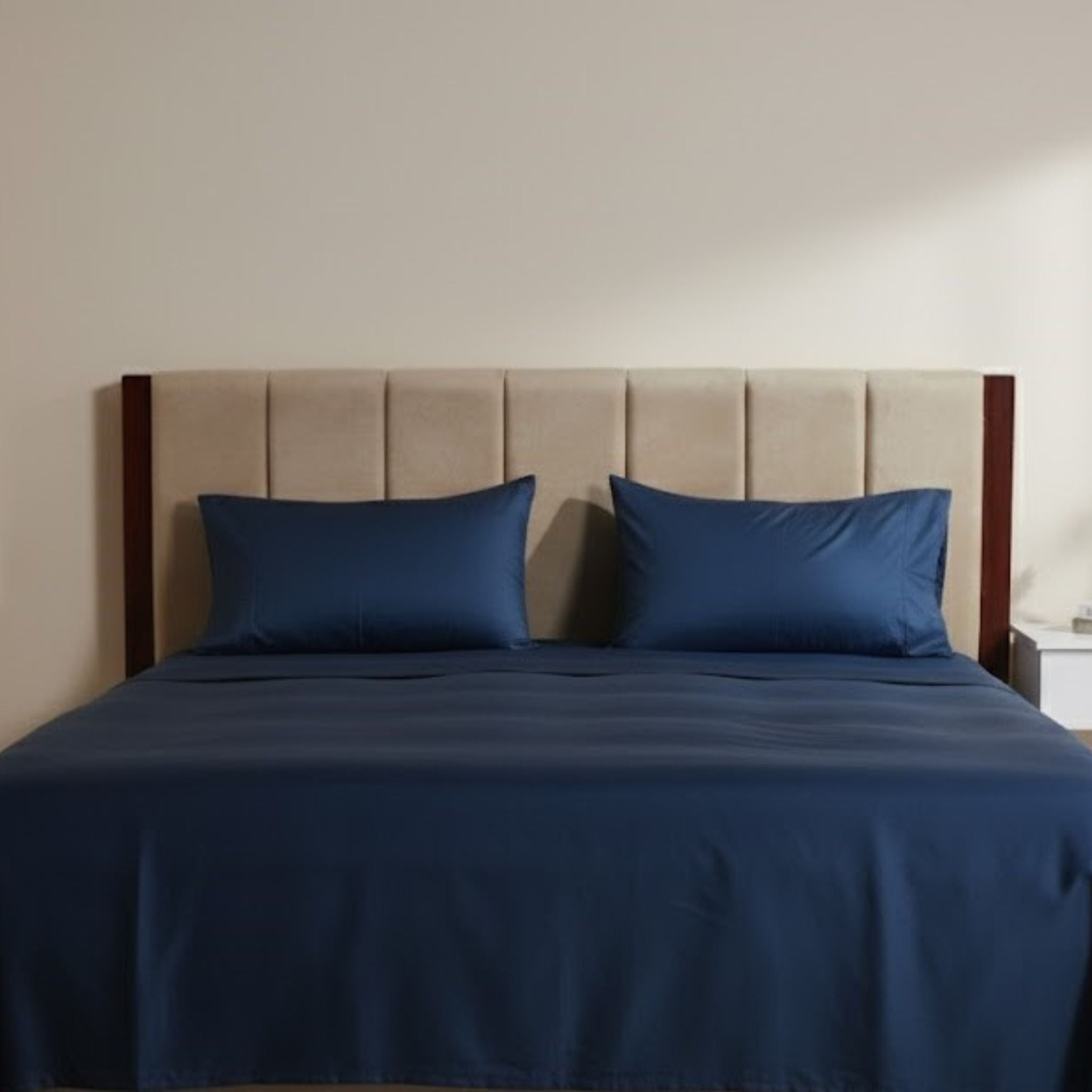 Blue Cotton Satin Bedsheet
