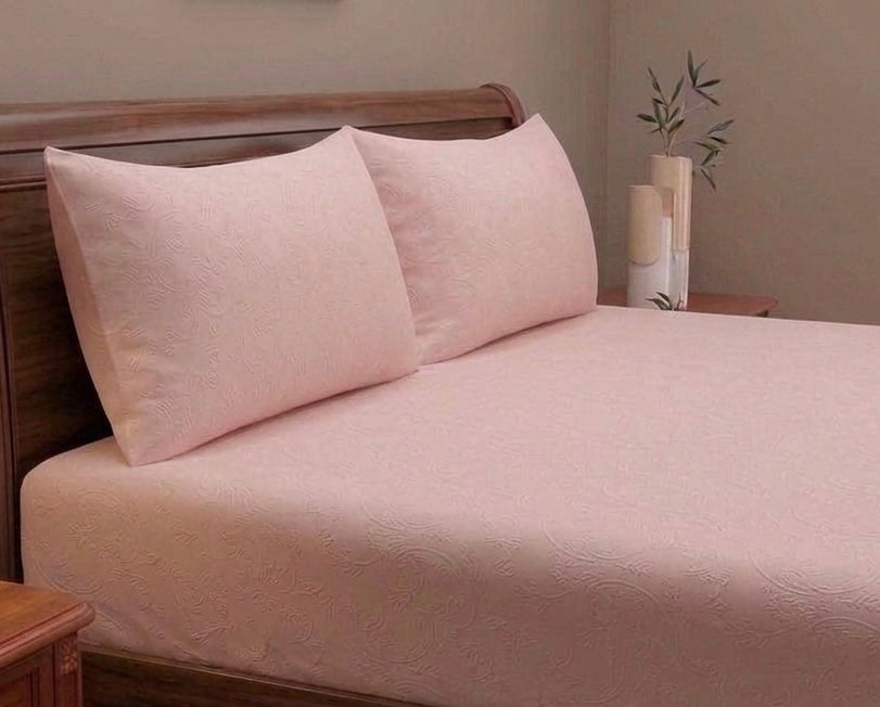 Fitted pink bedsheet self print 3 pcs