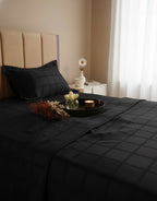 Black Cotton Satin Bedsheet (set)