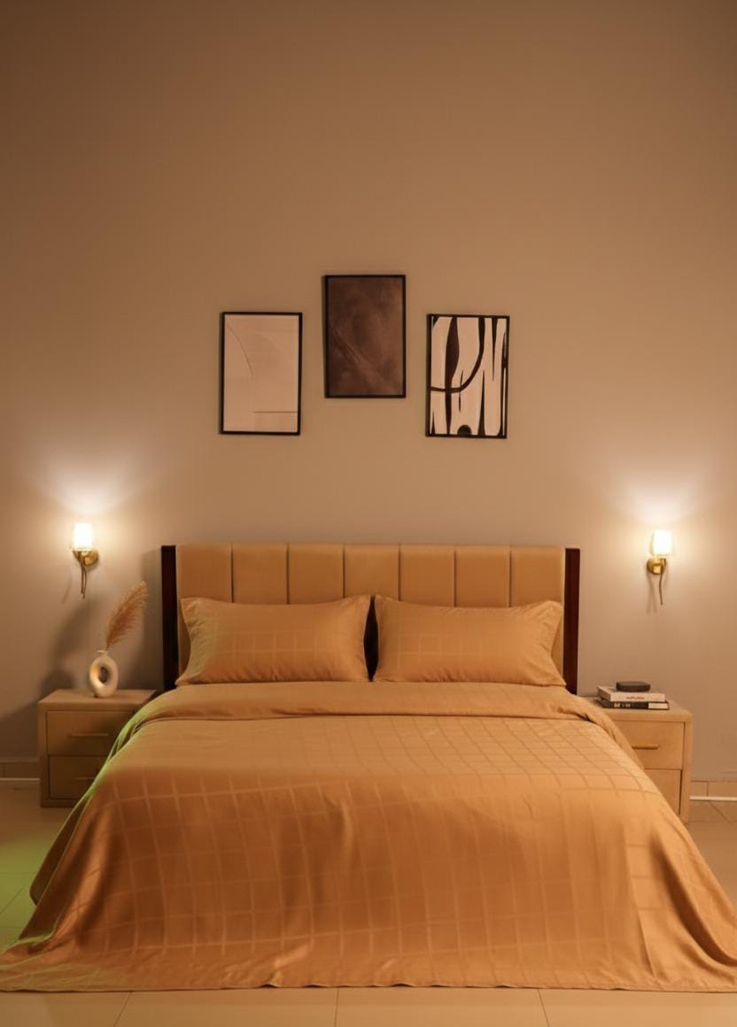 Golden Cotton Satin Bedsheet Set