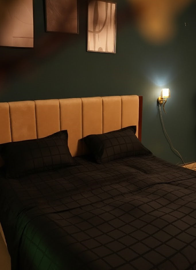 Black Cotton Satin Bedsheet (Set)