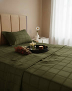 Green Cotton Satin Duvet Cover (Set)