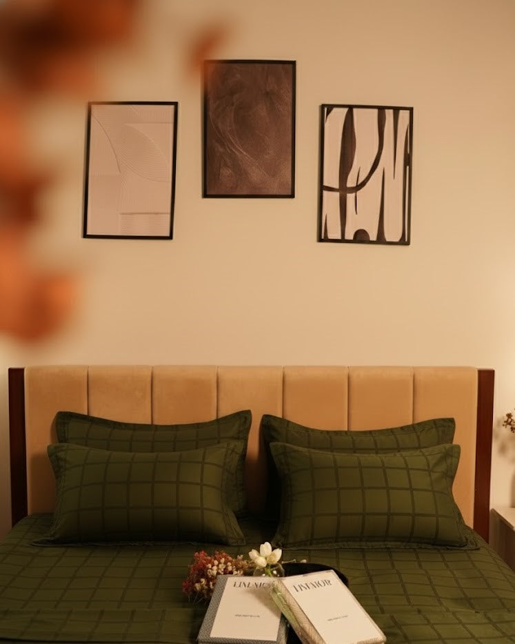 Green Cotton Satin Duvet Cover (Set)