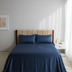Blue Cotton Satin Bedsheet