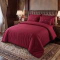 Red Embroidered Cotton Satin 6 piece Set