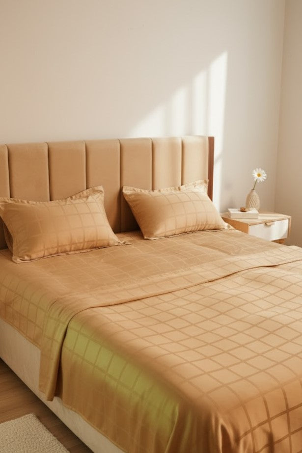 Golden Cotton Satin Bedsheet Set