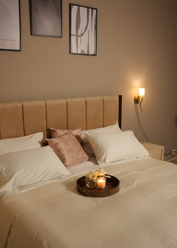 Beige Cotton Satin Bedsheet 500 thread count