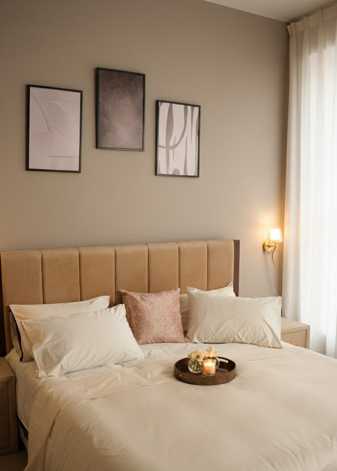 Beige Cotton Satin Bedsheet 500 thread count