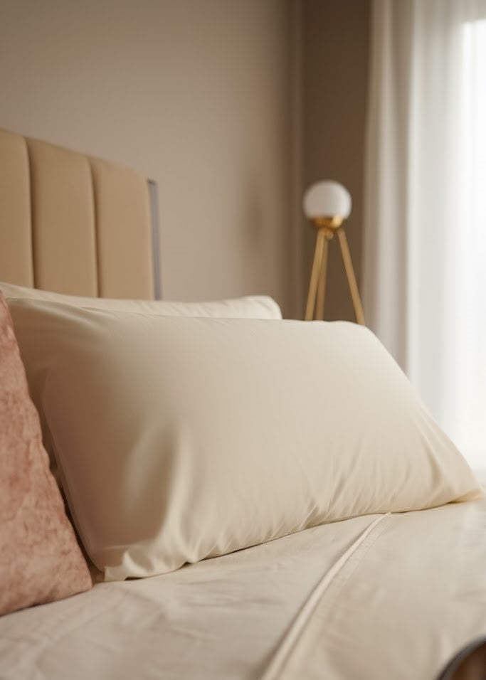 Beige Cotton Satin Bedsheet 500 thread count