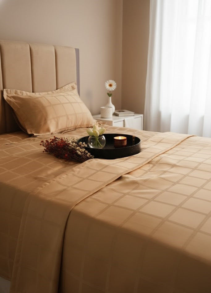 Golden Cotton Satin Duvet Cover Set