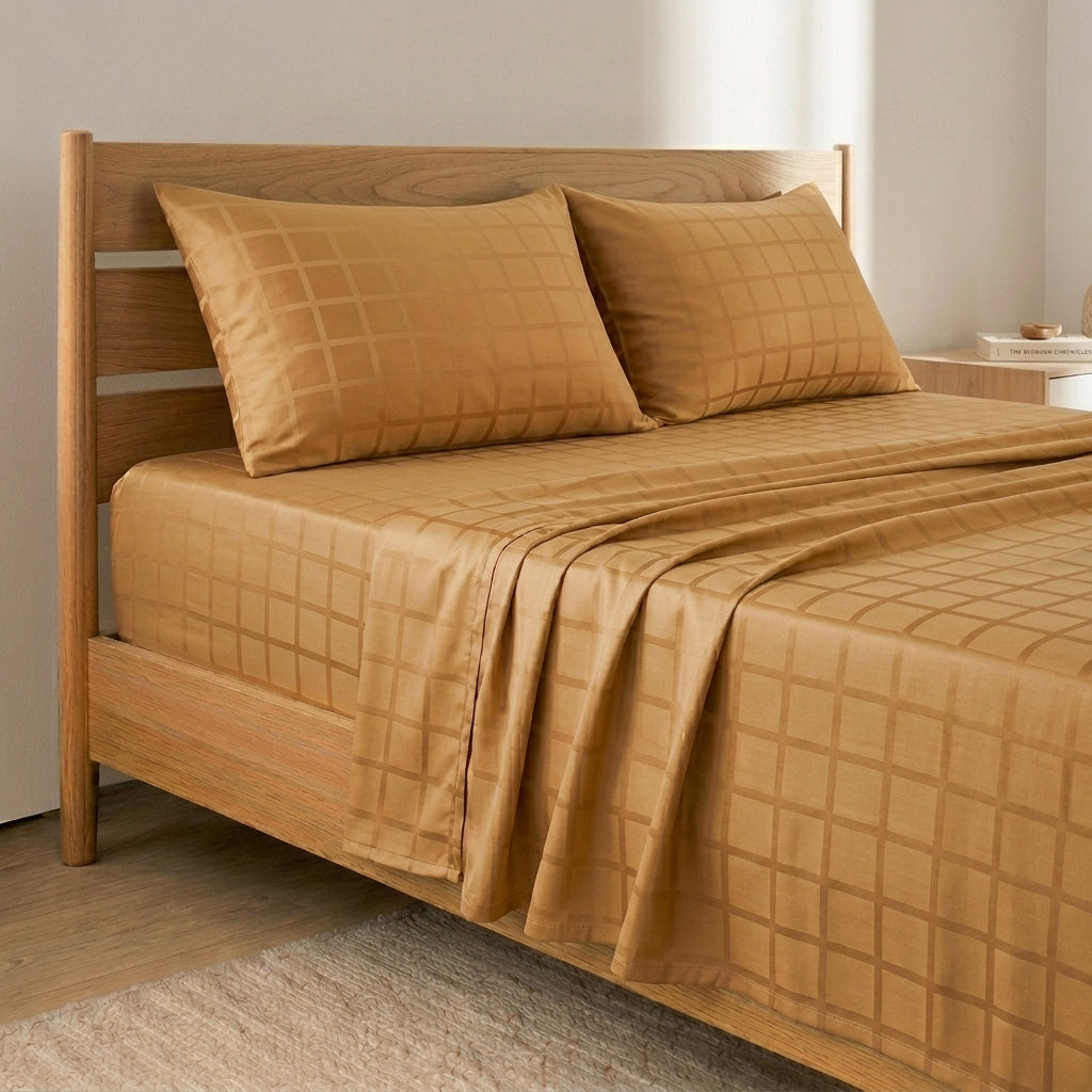 Golden Cotton Satin Bedsheet Set