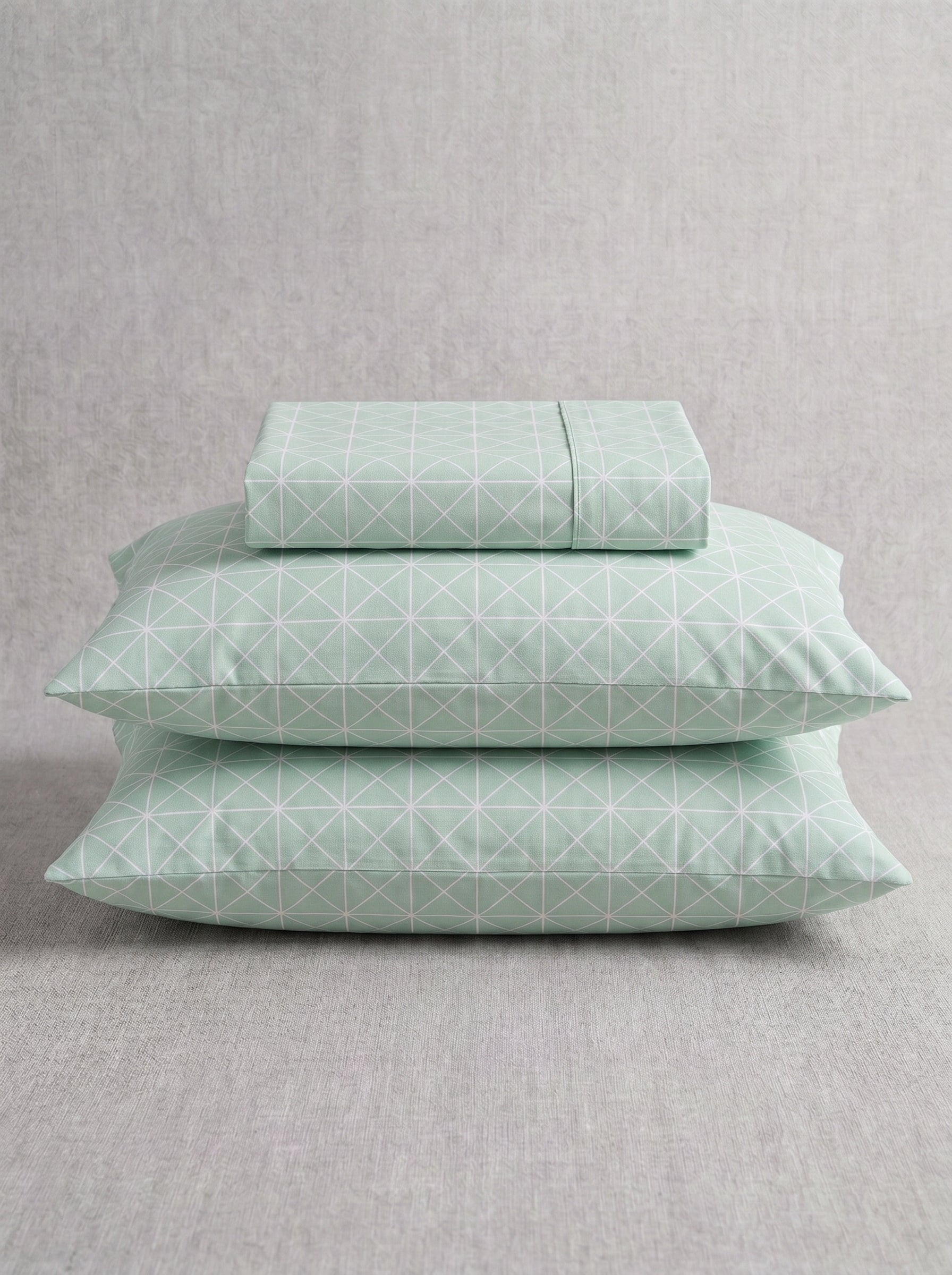 Cotton Green matrix 3 Pcs Printed Stitched Bedsheet Set
