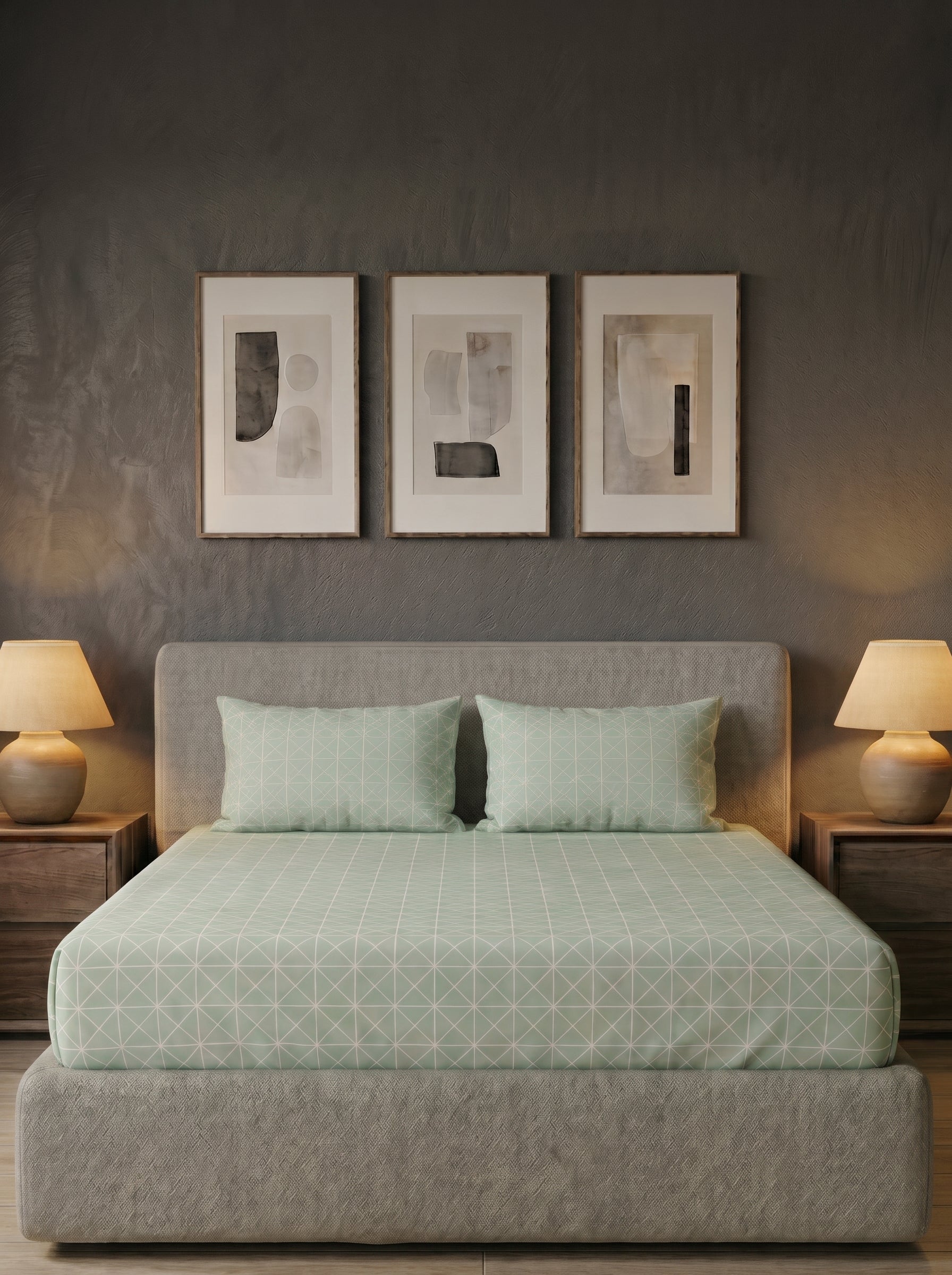 Cotton Green matrix 3 Pcs Printed Stitched Bedsheet Set - image 2