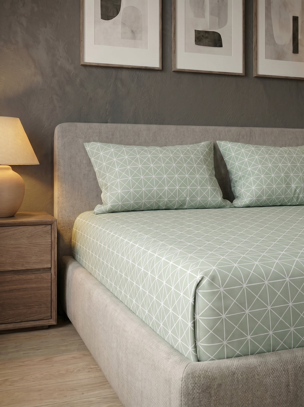 Cotton Green matrix 3 Pcs Printed Stitched Bedsheet Set - image 3