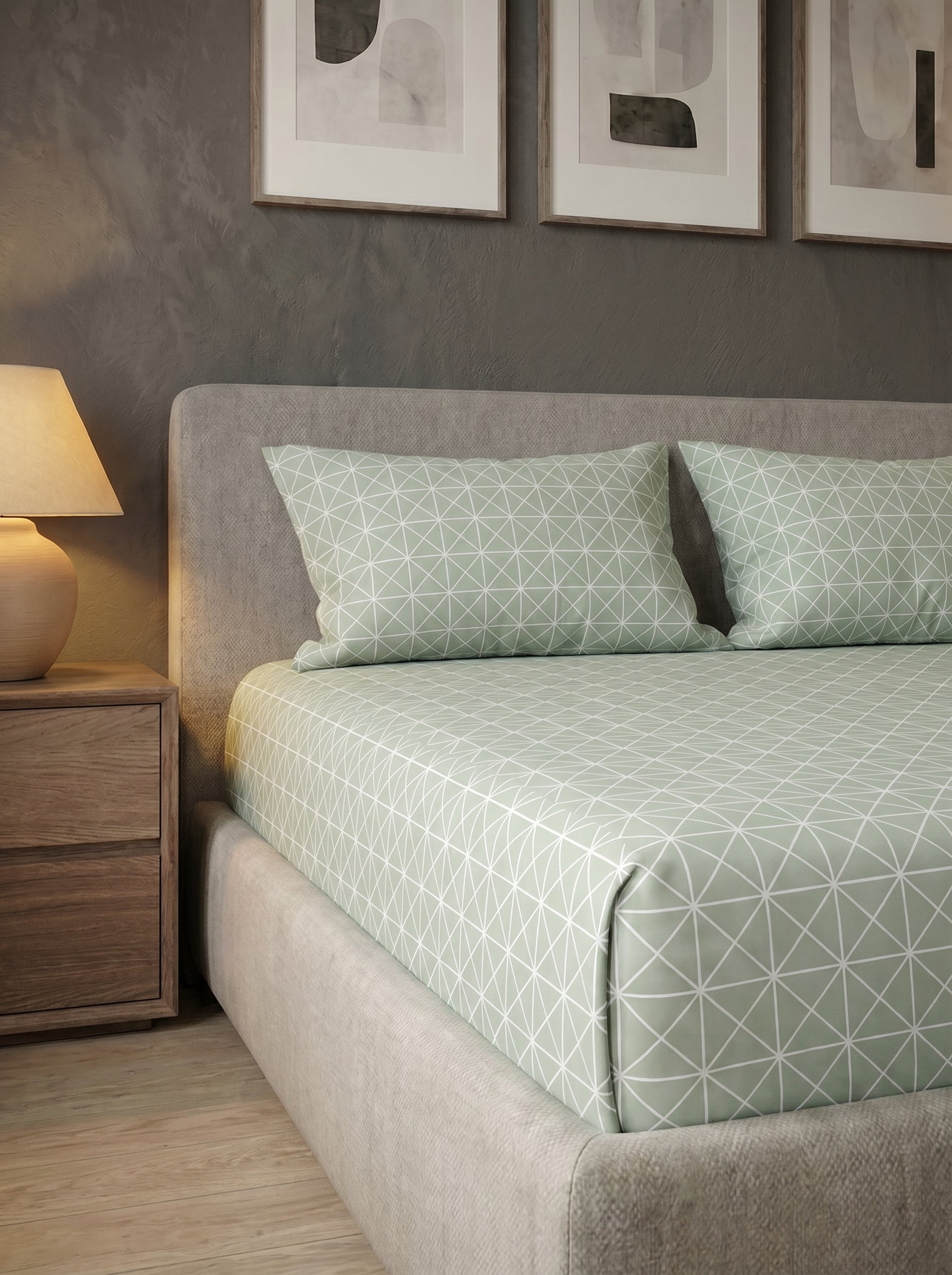 Cotton Green matrix 3 Pcs Printed Stitched Bedsheet Set - image 3