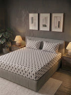Soft Cotton Diamond in black 3 Pcs Printed Bedsheet Set - top view