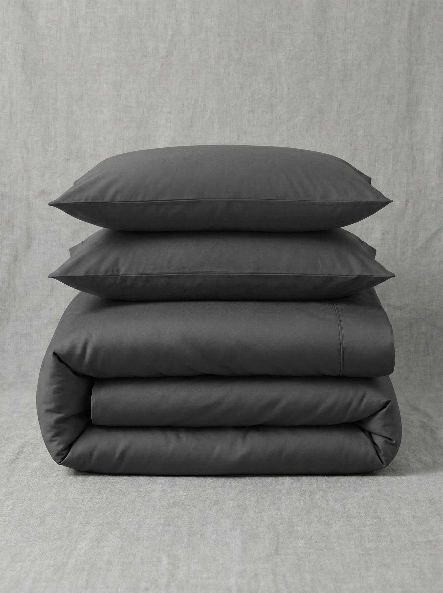Grey Cotton Sateen Bedsheet And Duvet cover set 6pcs