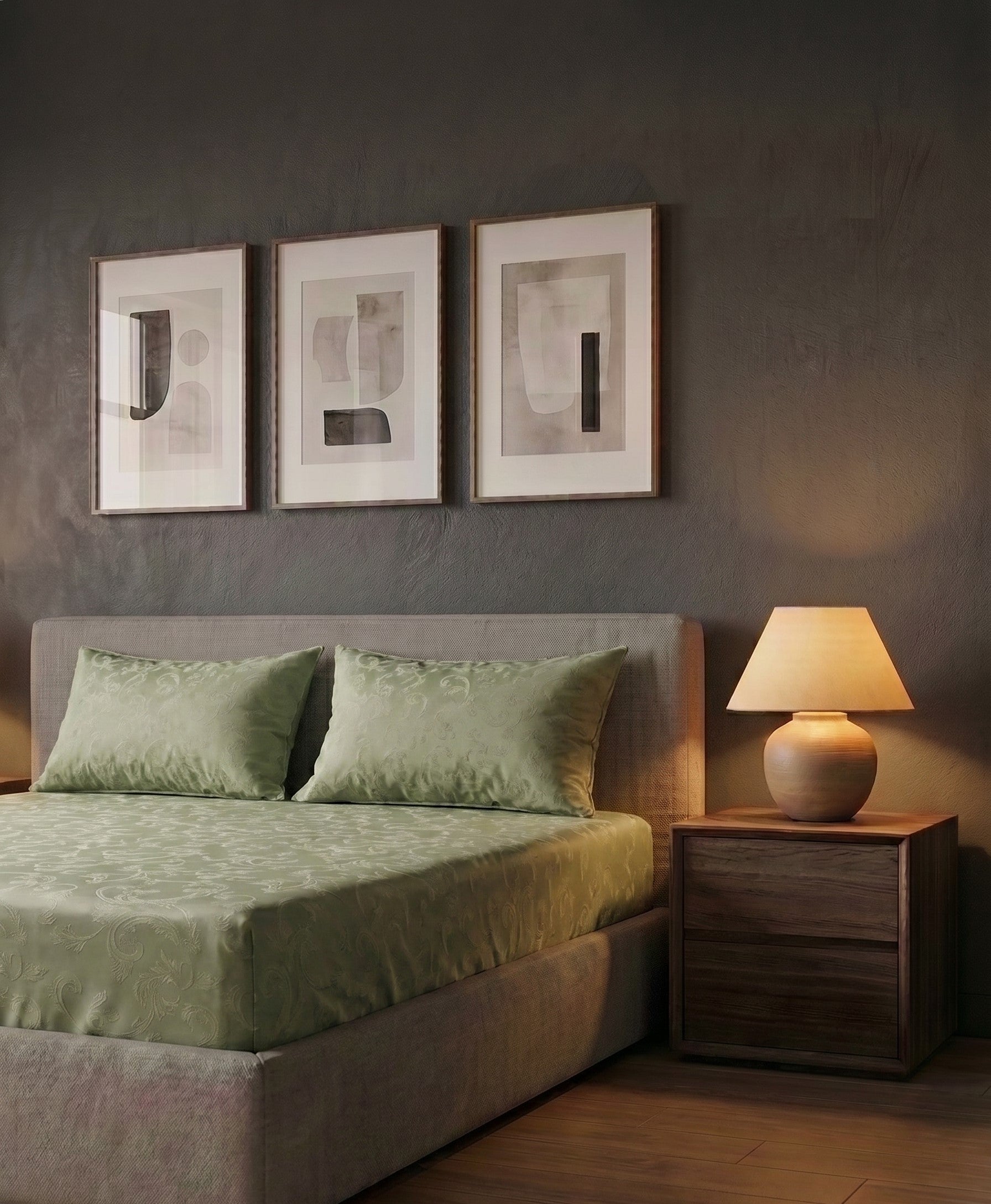 Fitted green bedsheet self print 3pcs - image 3