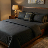 Black Embroidered Cotton Satin 6 piece Set