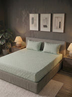 Cotton Green matrix 3 Pcs Printed Stitched Bedsheet Set - top view