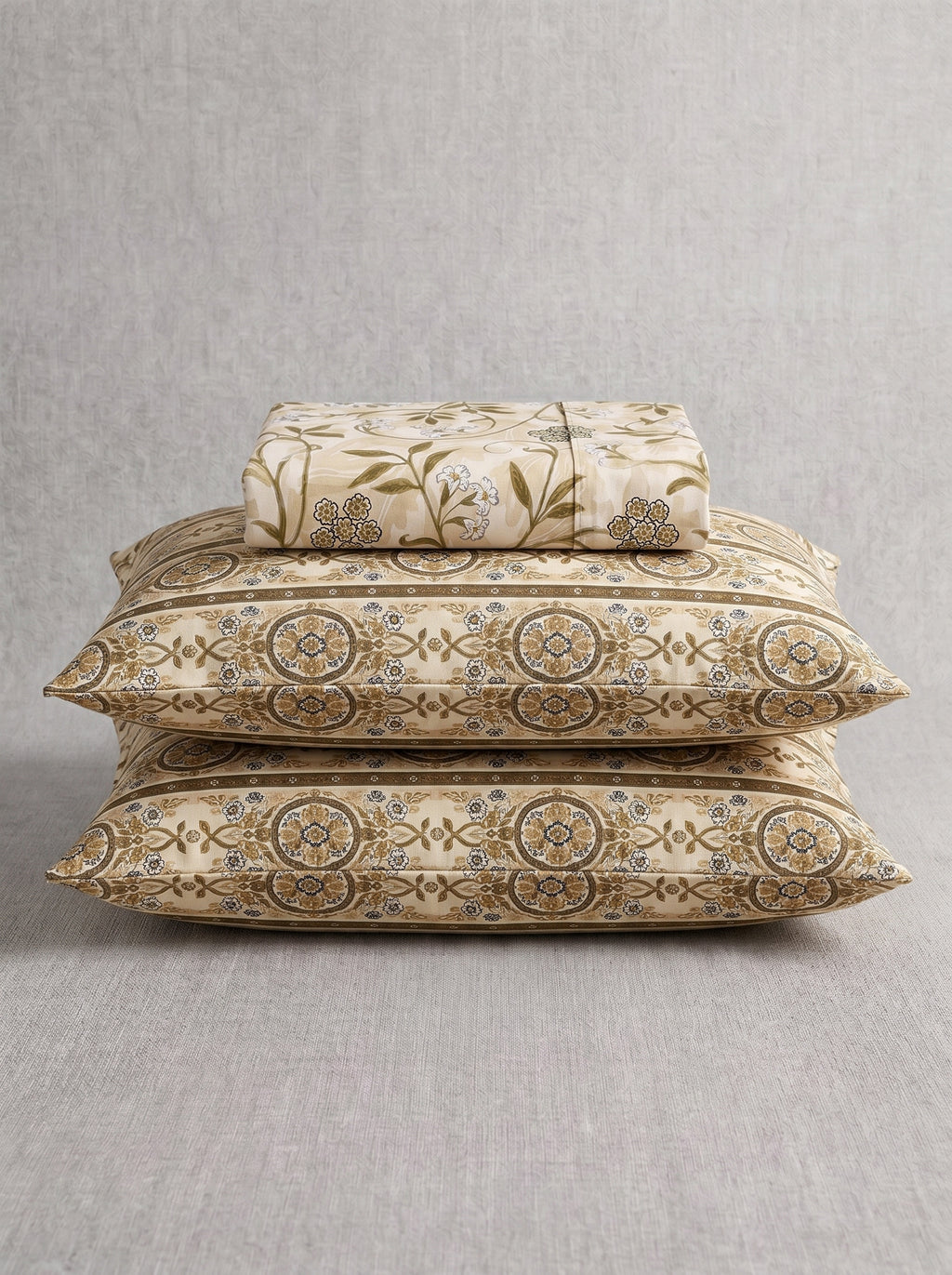 Heritage Vine Printed Cotton King Bed Sheet Set