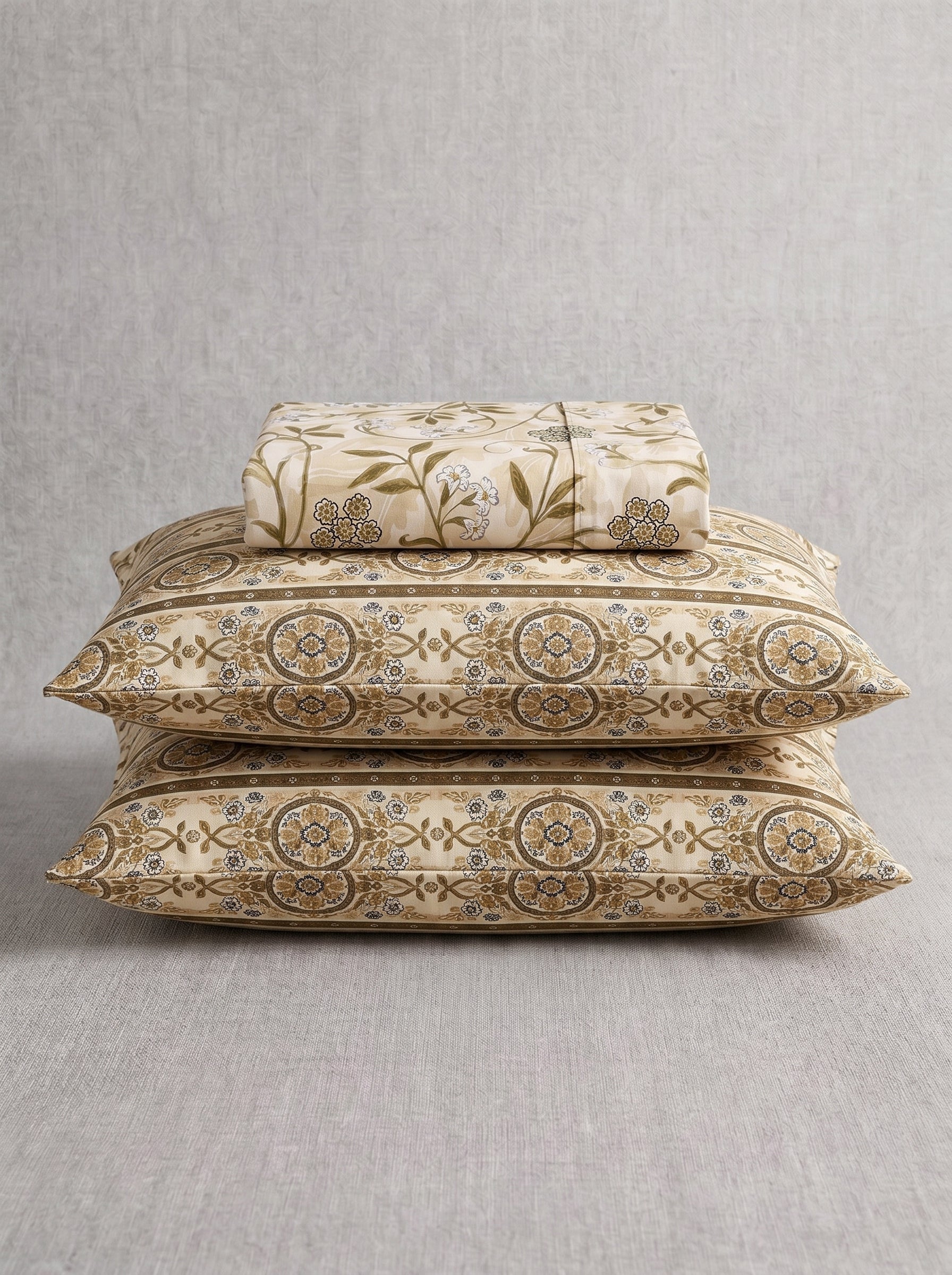 Heritage Vine Printed Cotton King Bed Sheet Set
