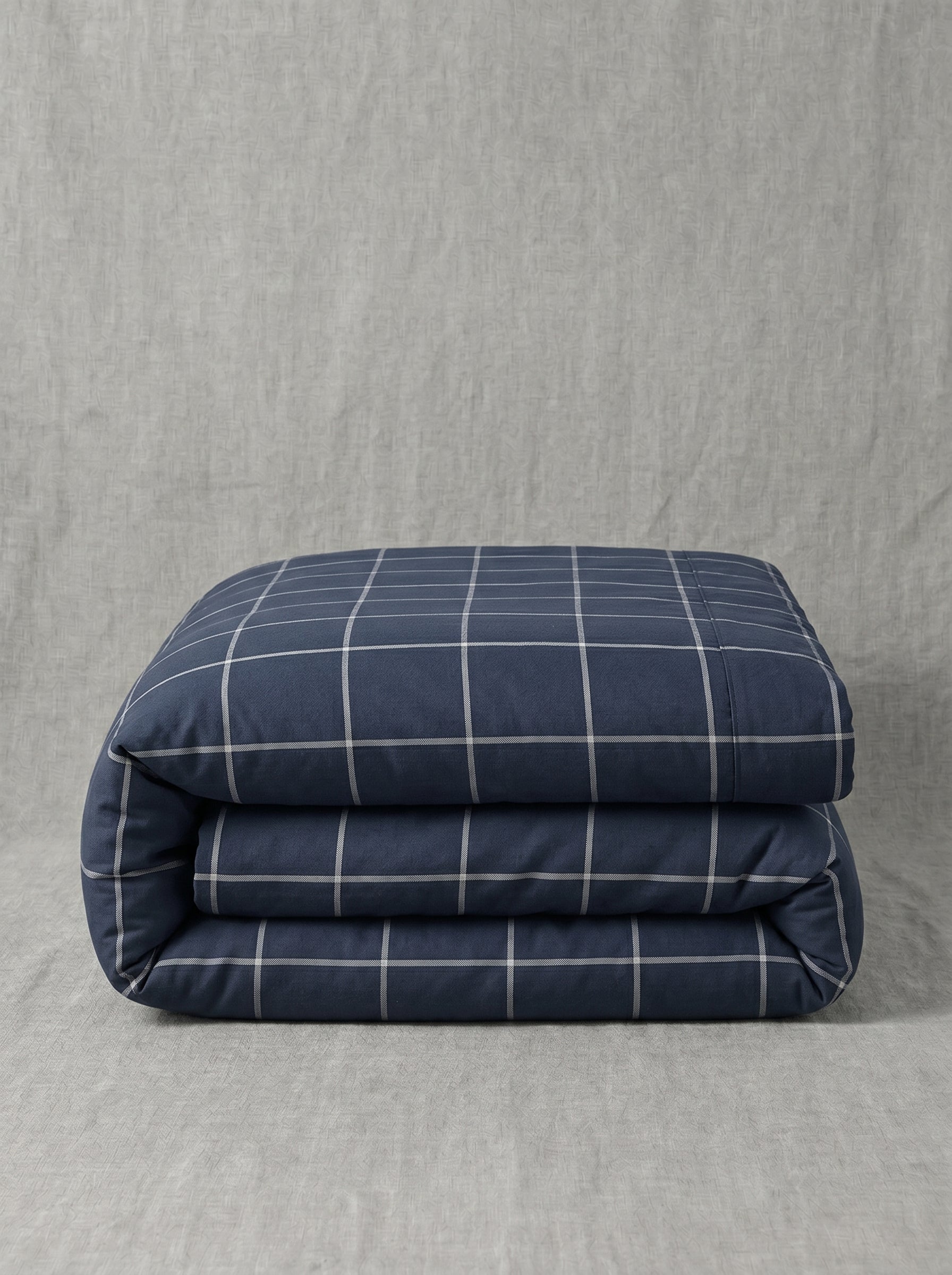 Micro Navy Grid Duvet Cover