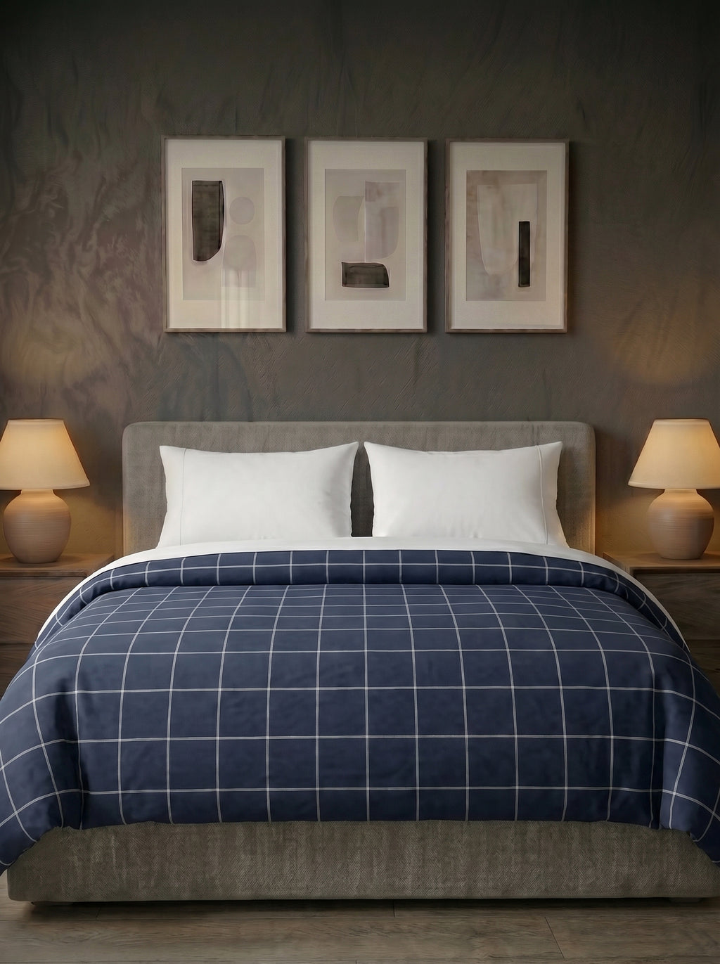 Micro Navy Grid Duvet Cover - image 2