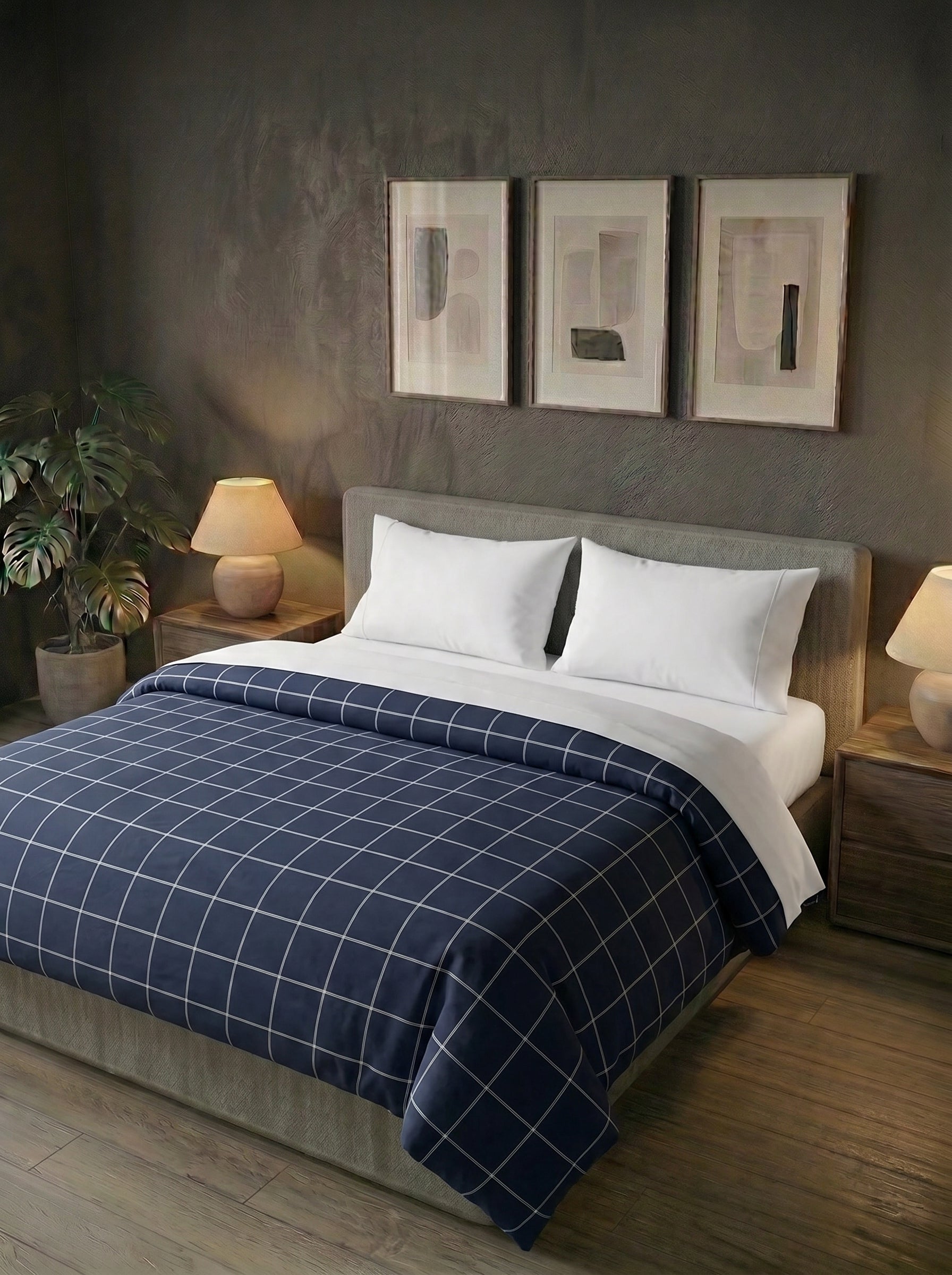 Micro Navy Grid Duvet Cover - image 5