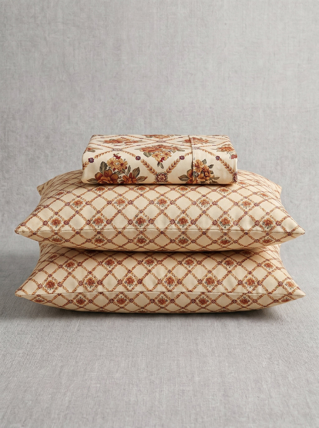 Provence Trellis Printed Cotton King Bed Sheet Set