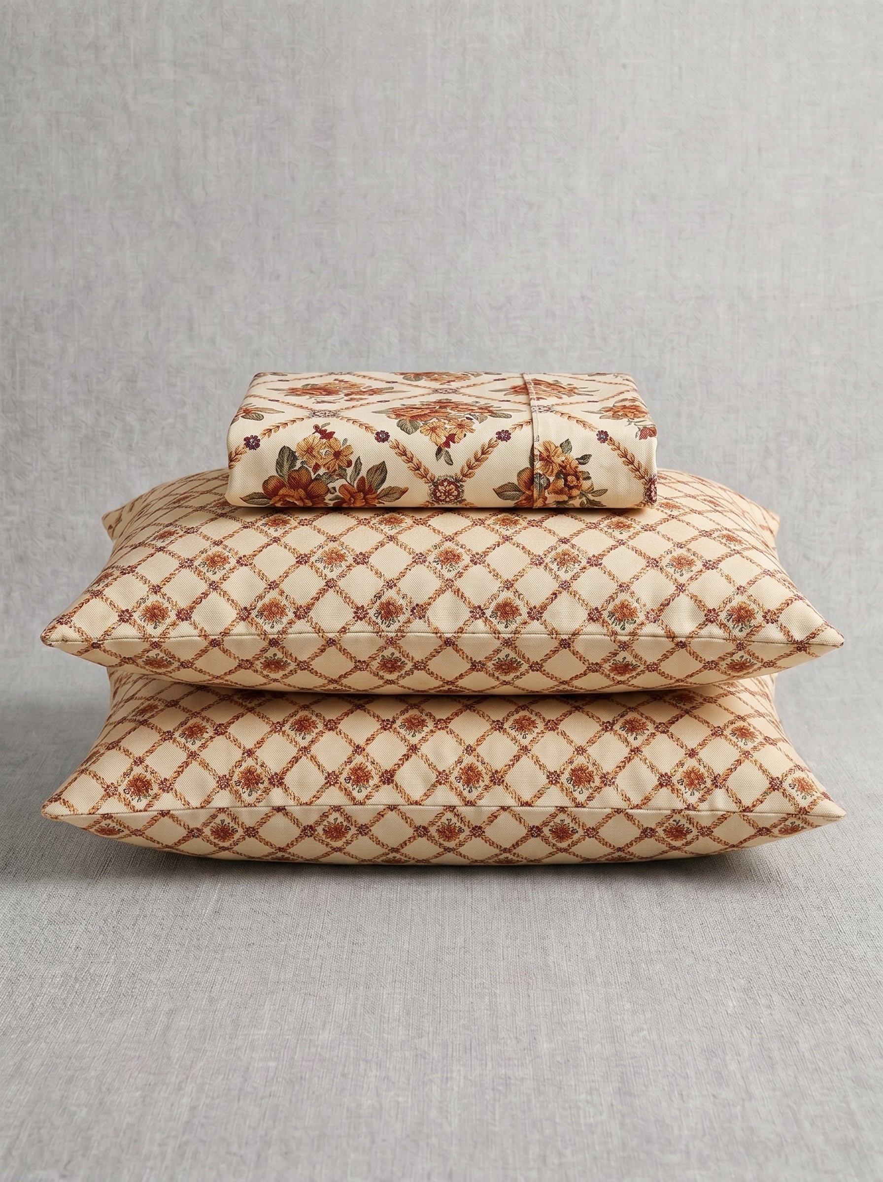 Provence Trellis Printed Cotton King Bed Sheet Set