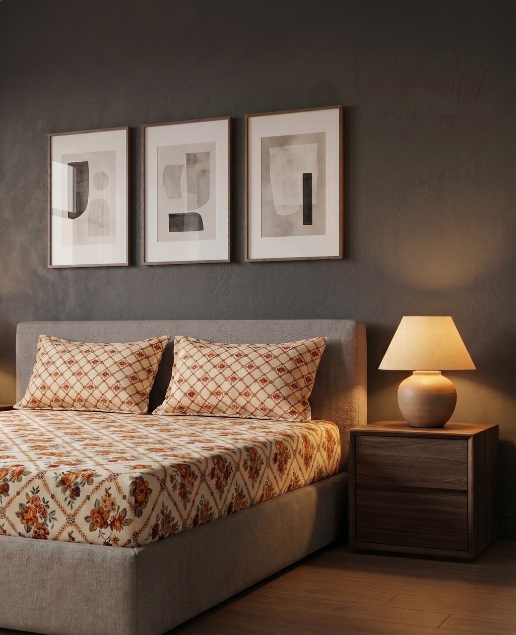 Provence Trellis Printed Cotton King Bed Sheet Set - image 4