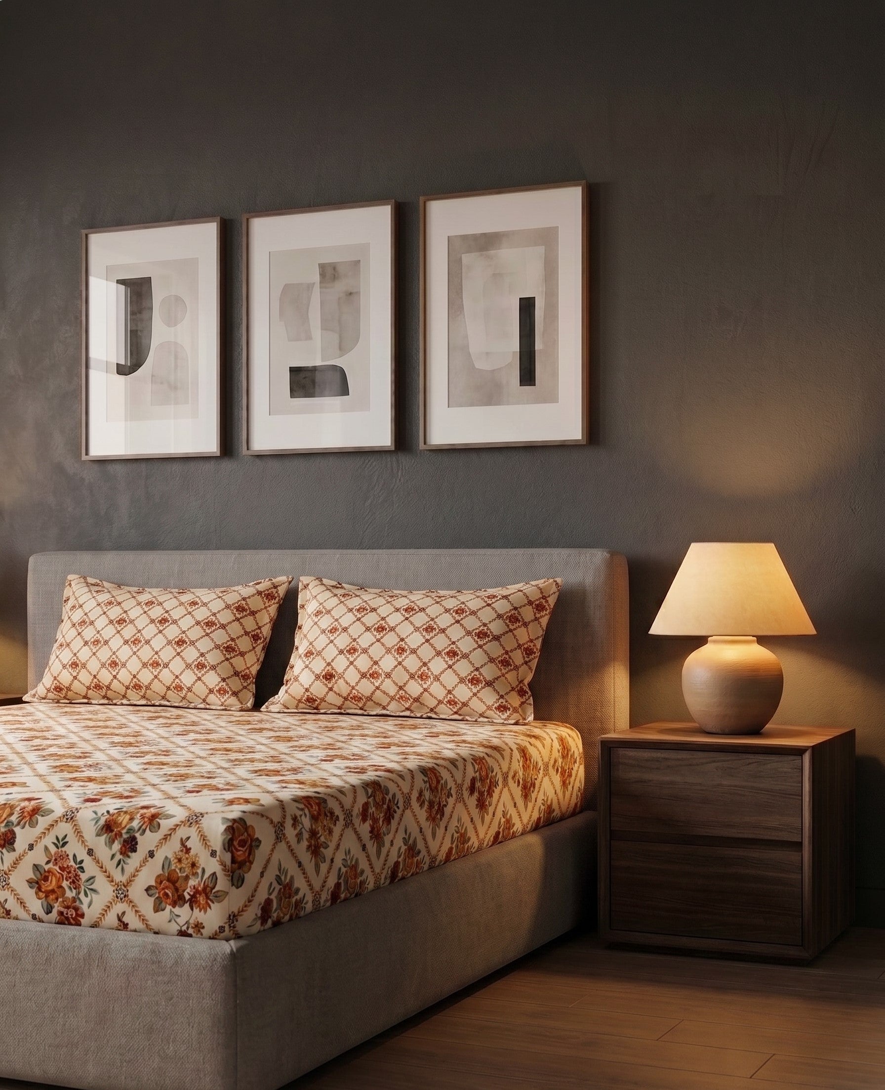 Provence Trellis Printed Cotton King Bed Sheet Set - image 4