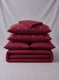 Red Embroidered Cotton Sateen 6 piece Set