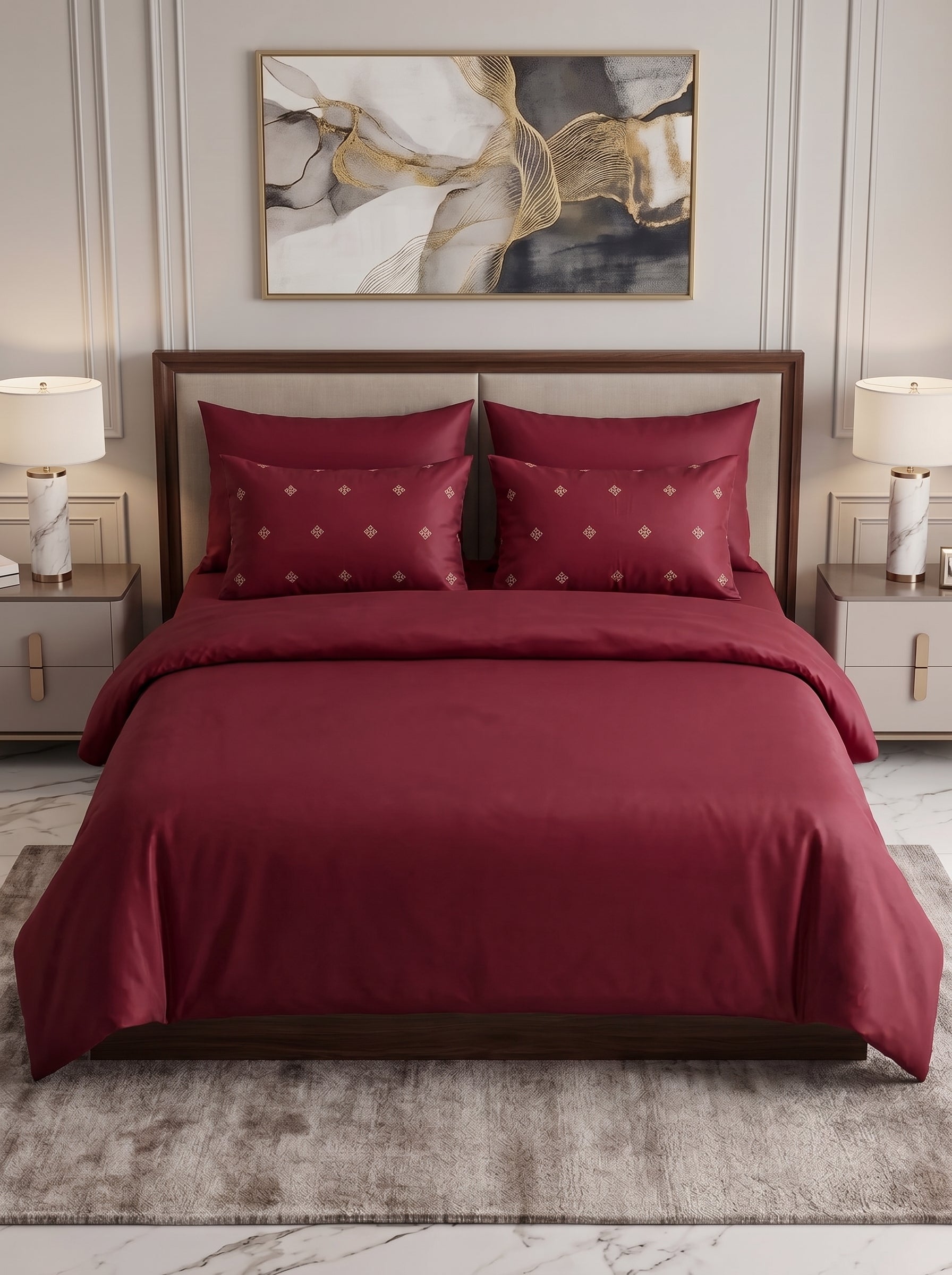 Red Embroidered Cotton Sateen 6 piece Set - image 2