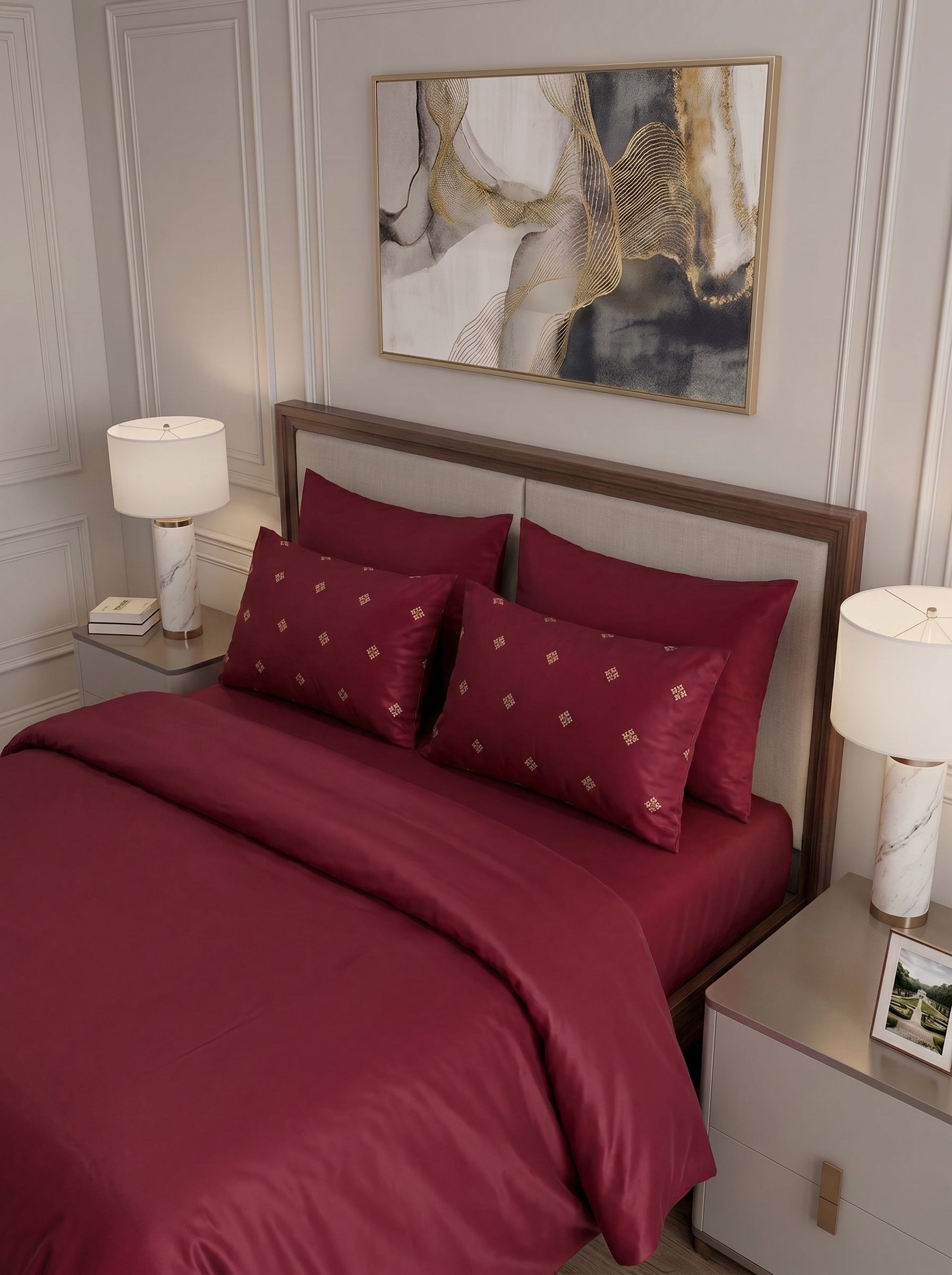 Red Embroidered Cotton Sateen 6 piece Set - image 3