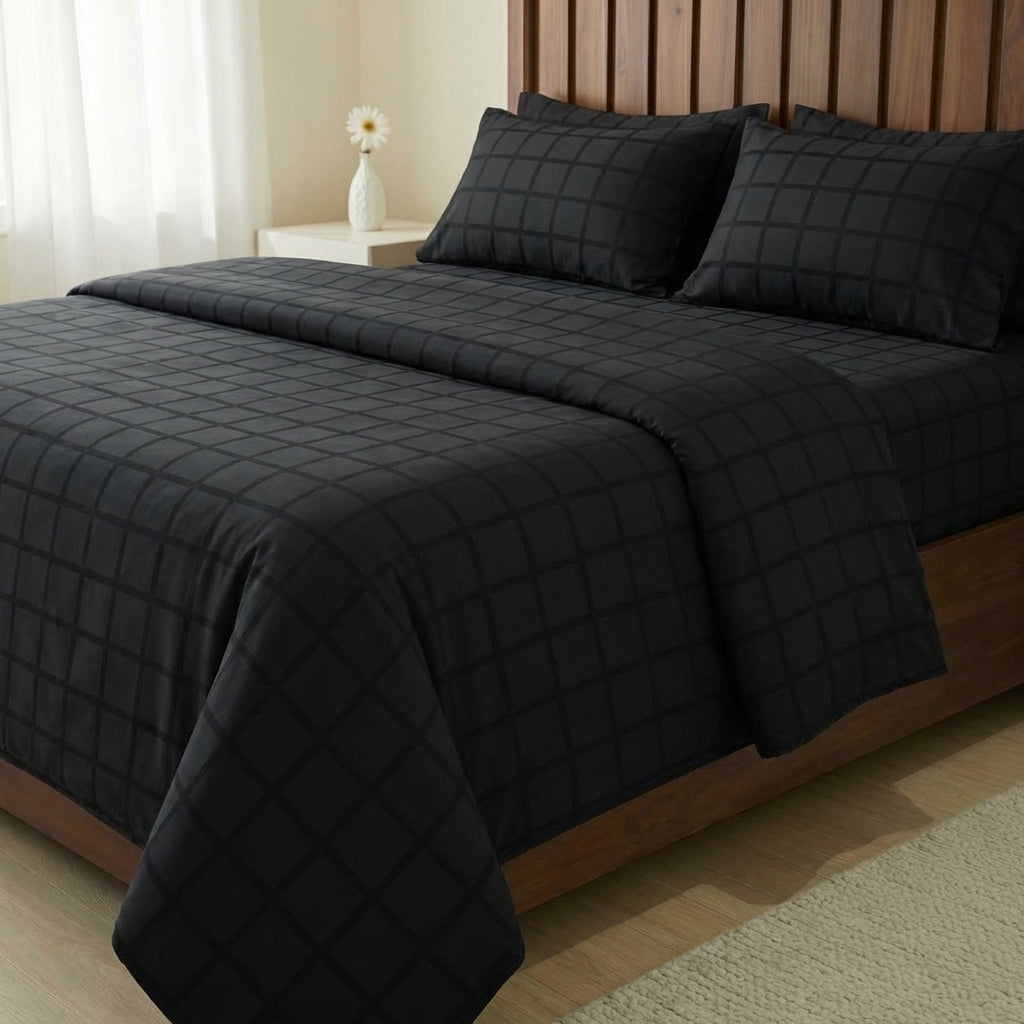 Black Cotton Satin Duvet Cover