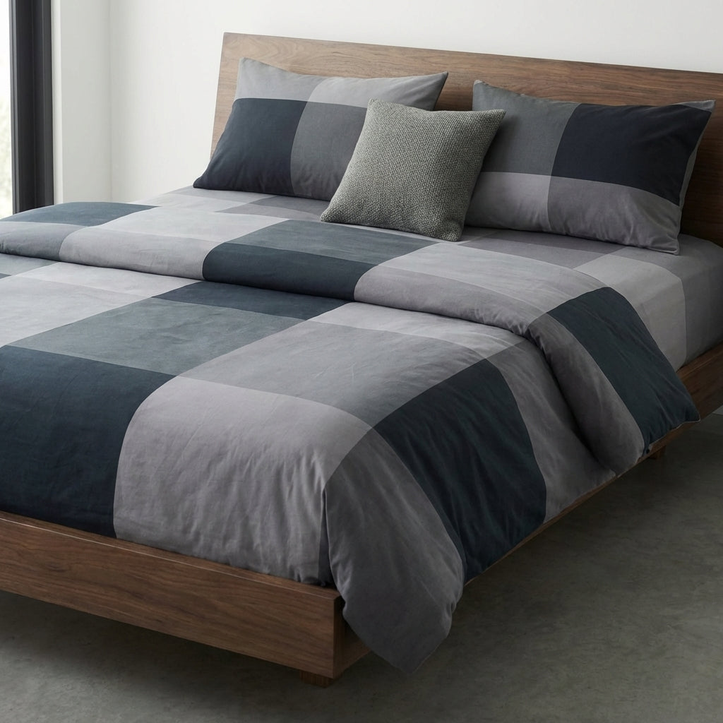 Urban charcoal cotton bedsheet duvet set