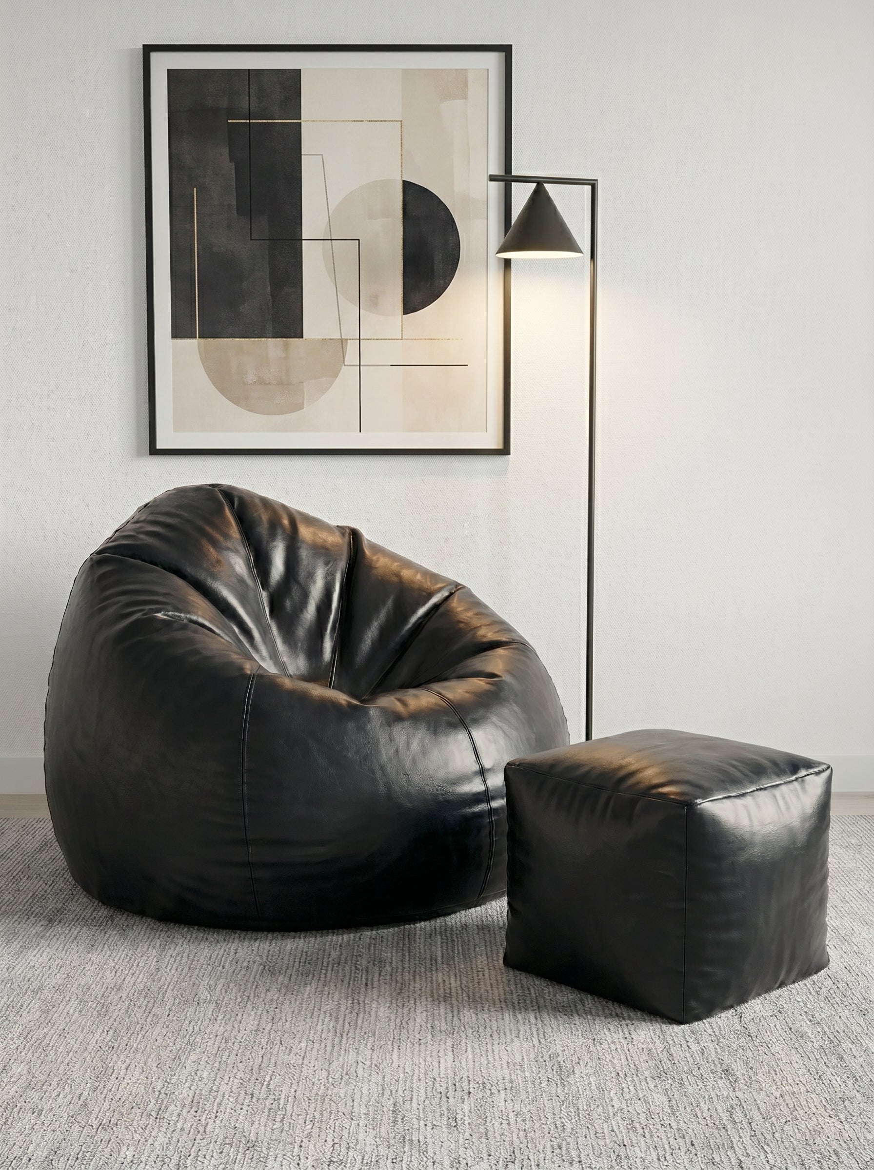 XL Premium Bean Bag Chair – Double-Stitched Faux Leather Lounger