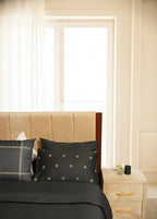 Black Embroidered Cotton Satin 6 piece Set