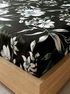 Noir Bloom Printed Cotton King Bed Sheet Set