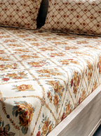 Provence Trellis Printed Cotton King Bed Sheet Set