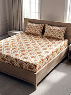 Provence Trellis Printed Cotton King Bed Sheet Set